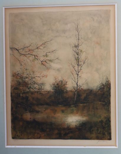 20th century school
view of a lake 
Print,...