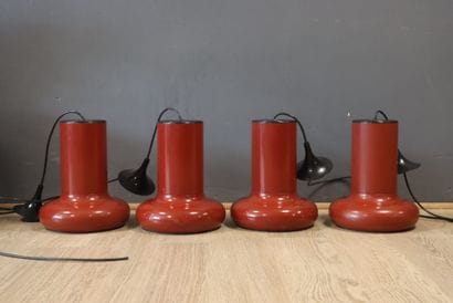 Set of 4 pendant lights from around 1970,...