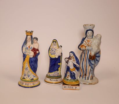 4 vierges en faïence rustique
XIX et XXème...