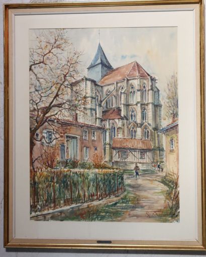 Roland Irola (1935 - 2025)
 View of a church
Watercolor...