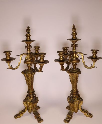 Paire de grands candélabres à 4 lumières...