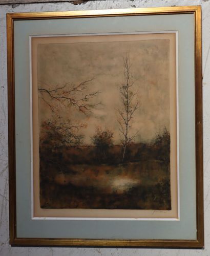 20th century school
view of a lake 
Print,...