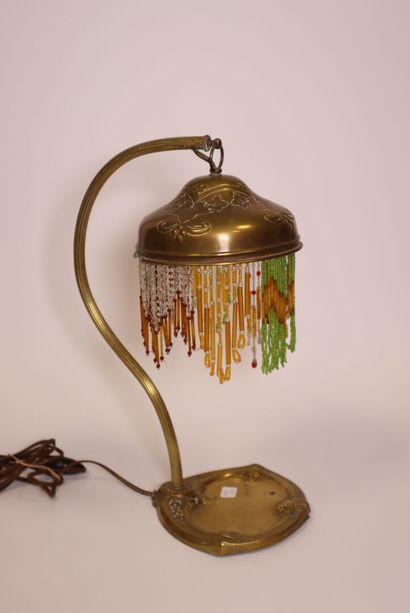 Lampe de bureau en laiton à pampilles en...