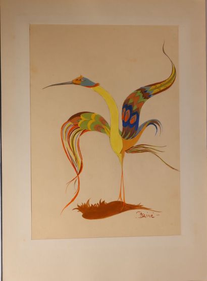 Reine LAINE (20th century) Fantastic Birds....