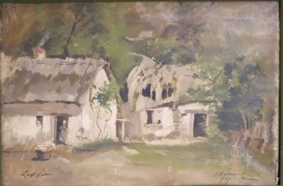 4 works:
- L. HENRY. Woman Near a Farm. Oil...