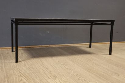 Black ceramic coffee table with colorful...