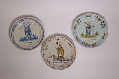 3 assiettes patronymiques XVIIIème siècle...