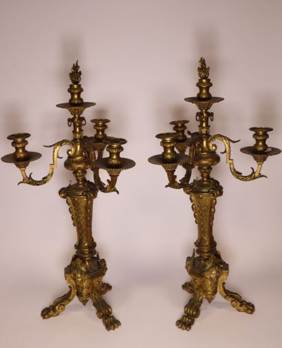 Paire de grands candélabres à 4 lumières...