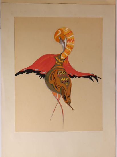 Reine LAINE (20th century) Fantastic Birds....