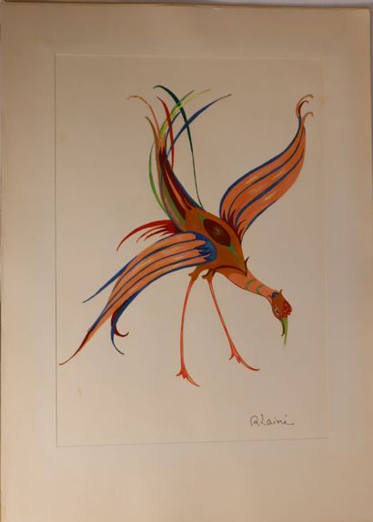 Reine LAINE (20th century) Fantastic Birds....