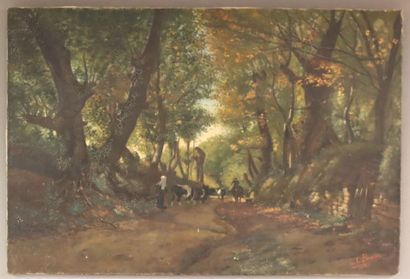 2 paintings:
- LE PREOL. Lively woodland...