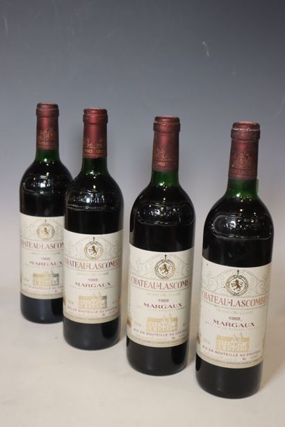 4 bouteilles de Château Lascombes 1988, Margaux....