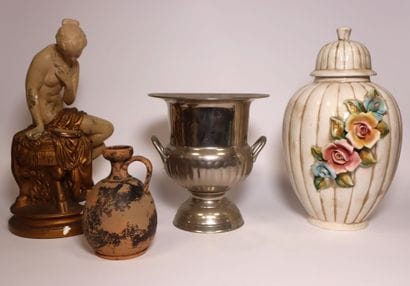 Lot:
- White earthenware vase with high-relief...