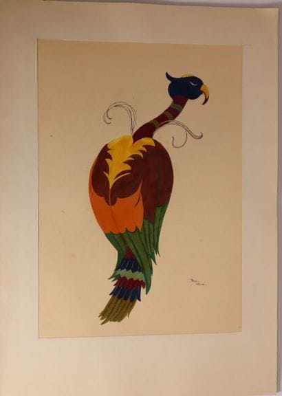 Reine LAINE (20th century) Fantastic Birds....