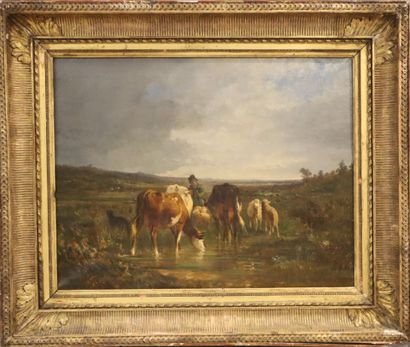 Ecole française du XIXème siècle
Vaches s'abreuvant
Toile....