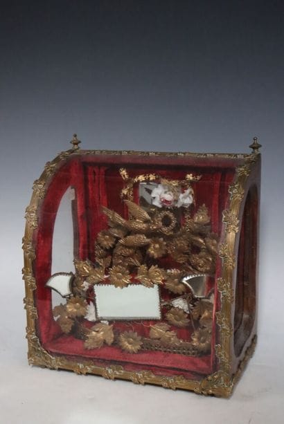 Bridal crown in a gilded brass globe with...