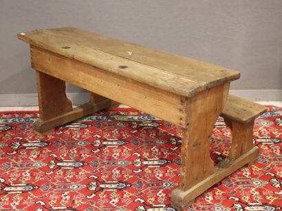 Small double oak school desk; 2 seats, open...