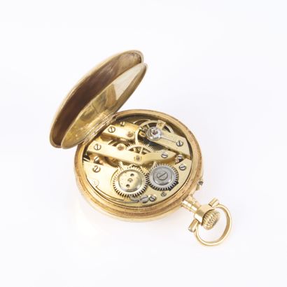 Gold pocket watch with a guilloché-decorated...