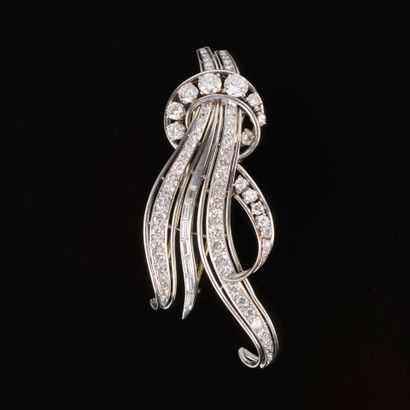 Gold and platinum spray brooch entirely set...