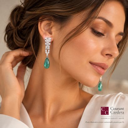 Pair of platinum and white gold earrings,...