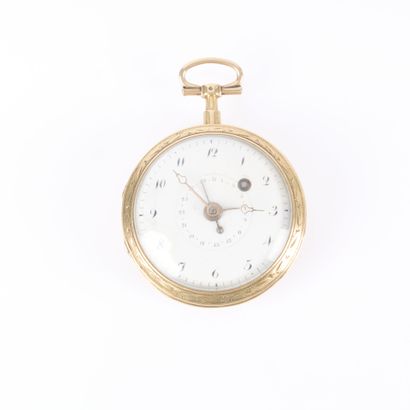 Gold pocket watch, unsigned cock-type movement,...