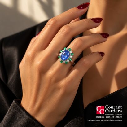 White gold daisy ring set with an unheated...