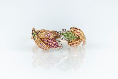 toi et moi ring in two-tone gold decorated...