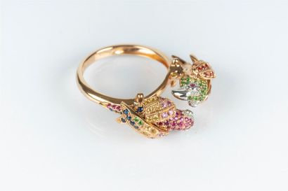 toi et moi ring in two-tone gold decorated...