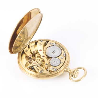 Engraved gold pocket watch marked 