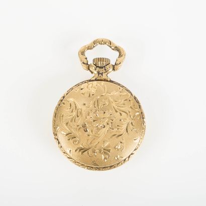 Gold pocket watch with foliage decoration;...