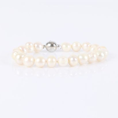 Bracelet orné de 20 perles d'eau douces blanches...