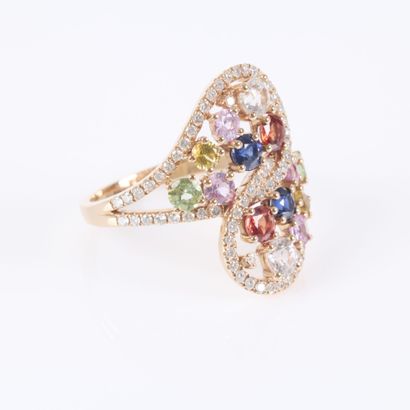 Stunning rose gold cocktail ring set with...