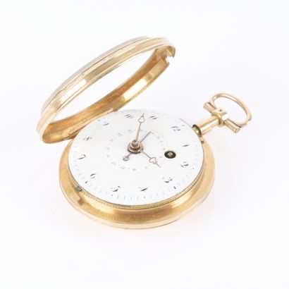 Gold pocket watch, unsigned cock-type movement,...