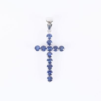Platinum cross set with 12 brilliant-cut...