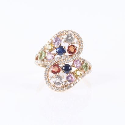 Stunning rose gold cocktail ring set with...