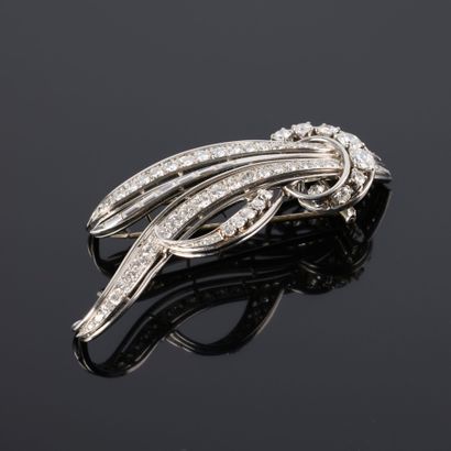 Gold and platinum spray brooch entirely set...