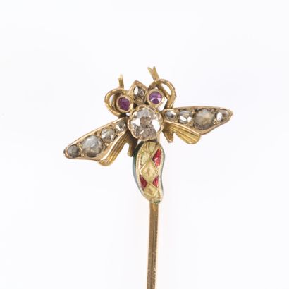 Gold brooch featuring an insect motif; the...