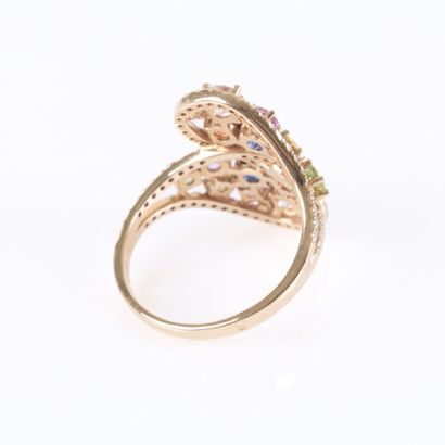 Stunning rose gold cocktail ring set with...