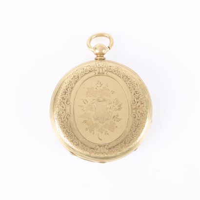 Gold pocket watch engraved with a cartouche...