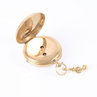 Guilloché gold pocket watch; the dust cover...
