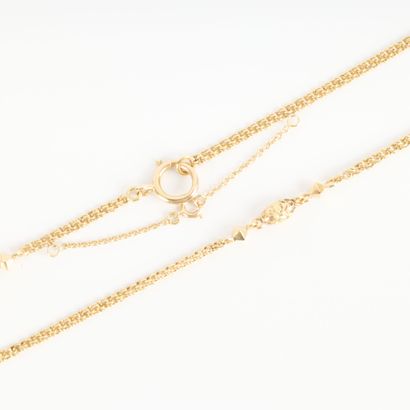 Two-tone gold sautoir, fancy mesh alternating...