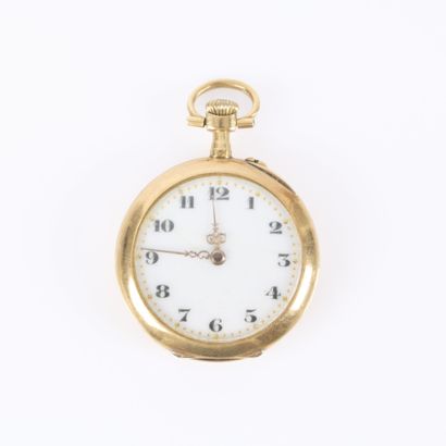 Gold pocket watch with a guilloché-decorated...