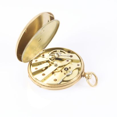 Gold pocket watch engraved with a cartouche...
