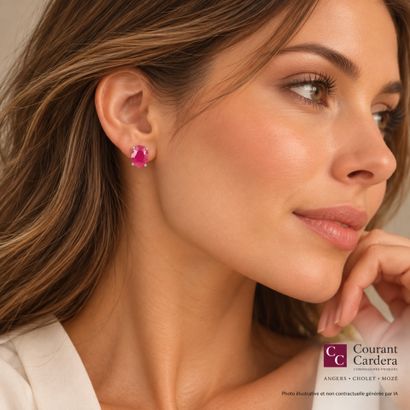 Pair of white gold earrings, each set with...