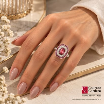 Platinum ring set in a bezel with a 1.24...