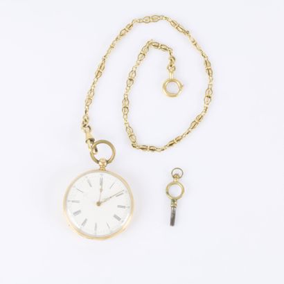 Montre de poche en or guilloché et gravé...
