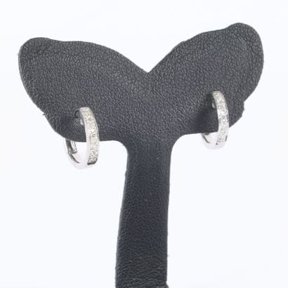 Pair of white gold hoop earrings, each set...