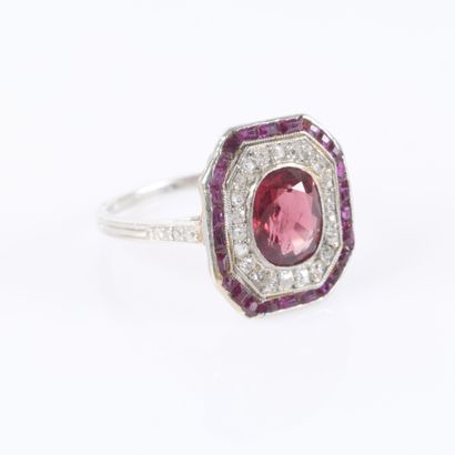 Platinum ring set in a bezel with a 1.24...