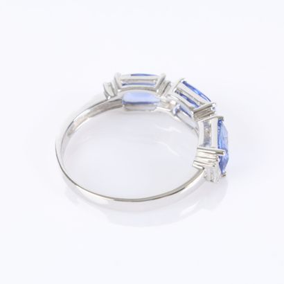 White gold half-eternity ring, set with 3...