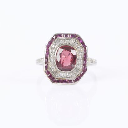 Platinum ring set in a bezel with a 1.24...